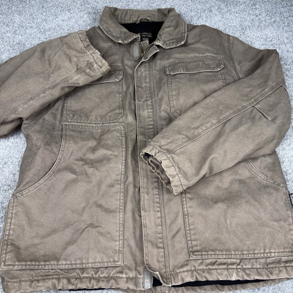 Guide Series Duck Canvas Work Jacket Mens Large Brown Thinsulate Insulated Coat